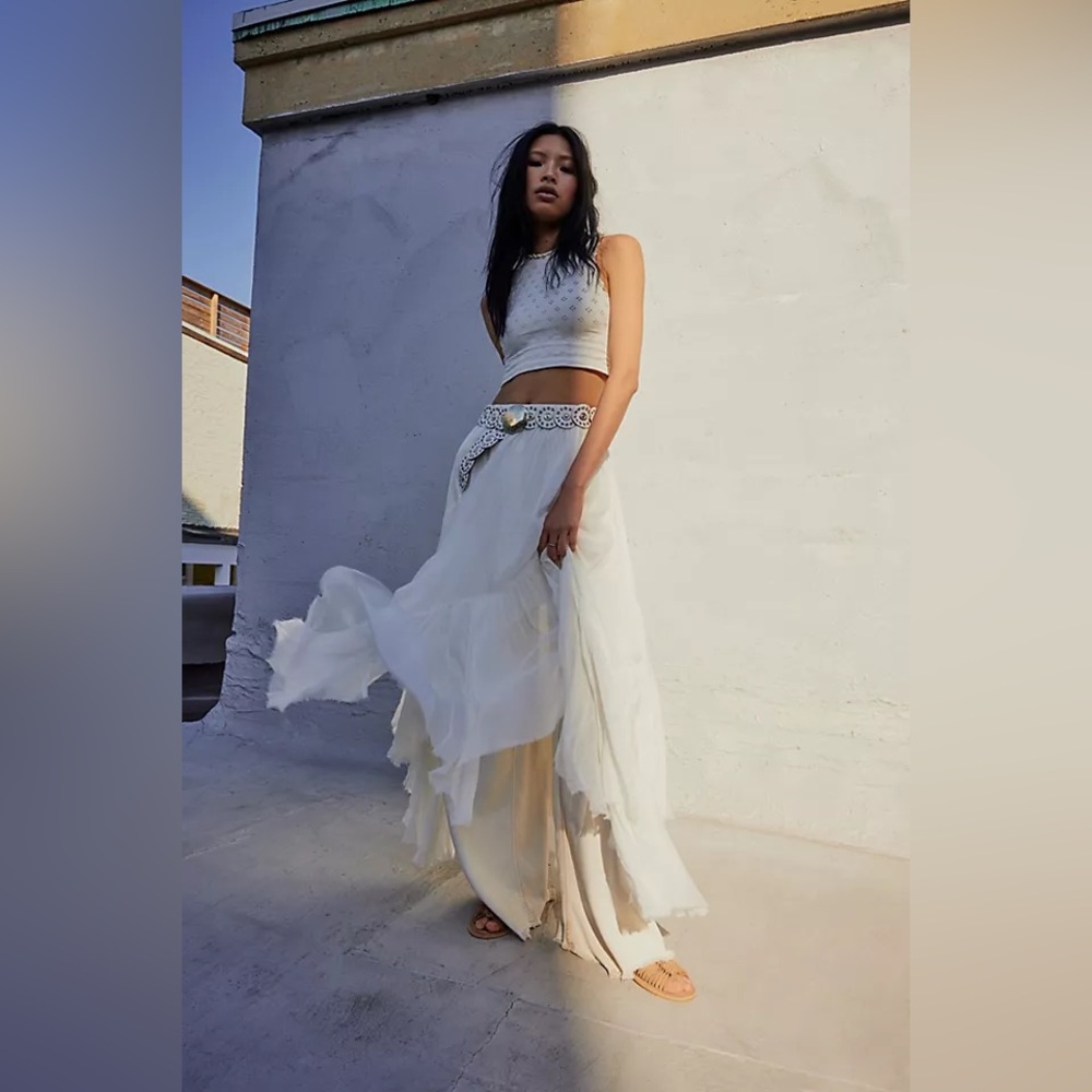 Free People FP One Clover Skirt – Asymmetrical Tiered Maxi